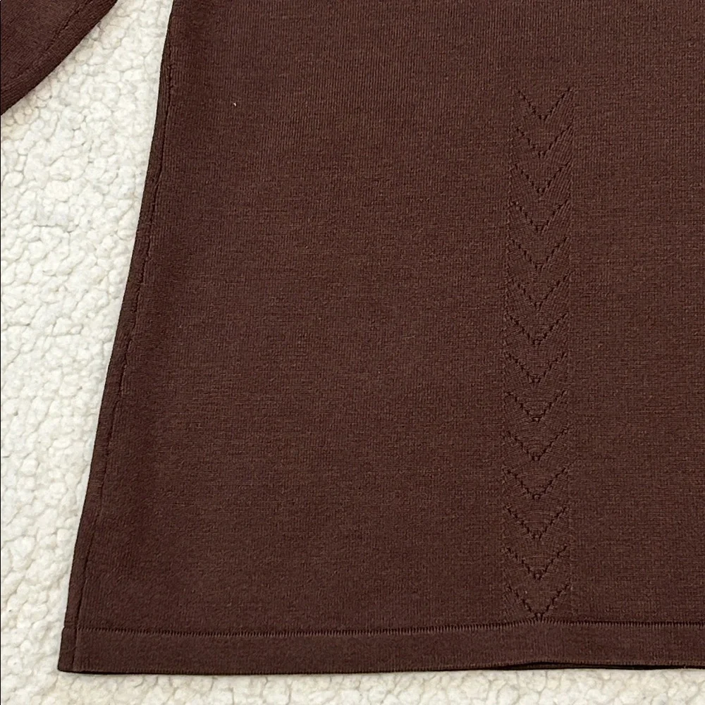 Pendleton Silk Blend 3/4 Sleeve Sweater size XL Brown Stitch Detail
